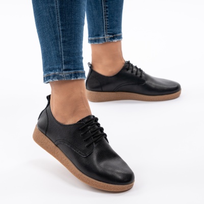 Pantofi Casual Piele Naturala Negri AN1121-5