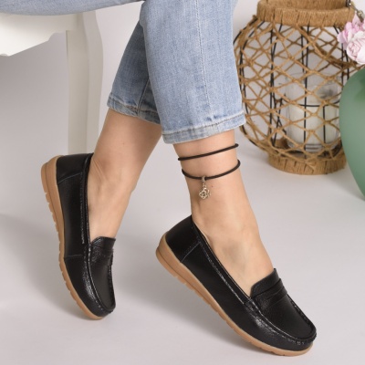 Pantofi Casual Piele Naturala Negri FZ1803 