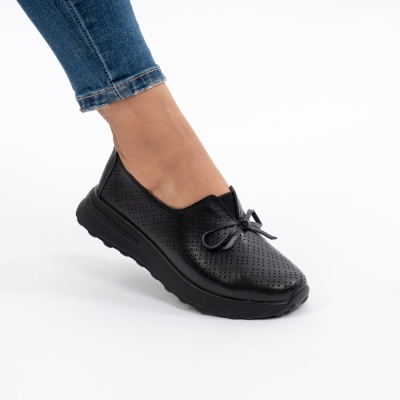 Pantofi Casual Piele Naturala Negri T-5930