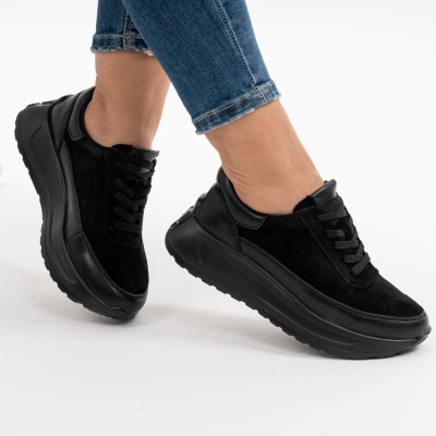 Pantofi Casual Piele Naturala Negru F001-975