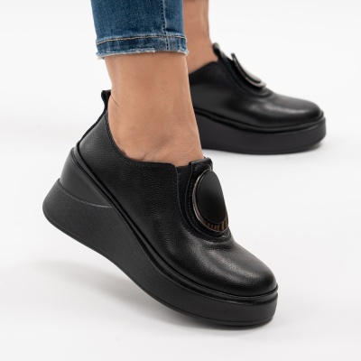 Pantofi Casual Piele Naturala Negru T6050
