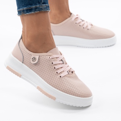 Pantofi Casual Piele Naturala Roz AN2308