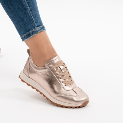 Pantofi Casual Piele Naturala Roz  F002-642