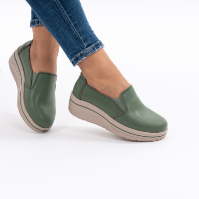Pantofi Casual Piele Naturala Verde 1160