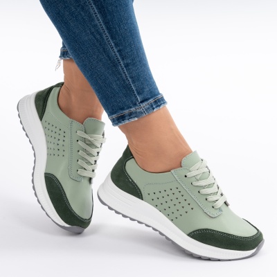 Pantofi Casual Piele Naturala Verde AN521