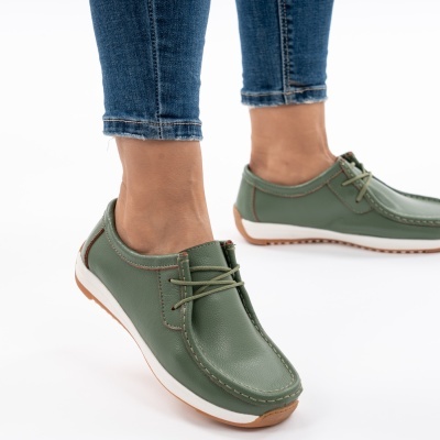 Pantofi Casual Piele Naturala Verde AN8517-5