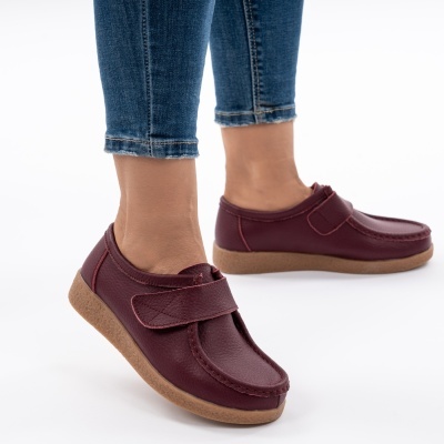 Pantofi Casual Piele Naturala Visiniu WK 213c