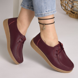 Pantofi Casual Piele Naturala WK 212C Visiniu