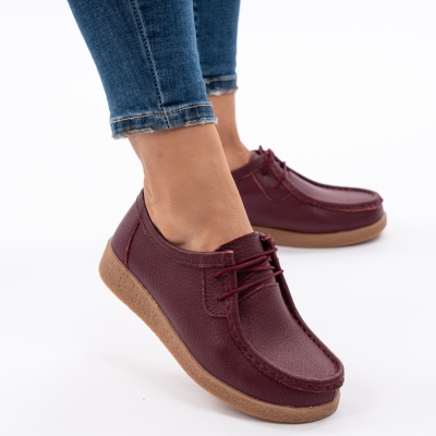 Pantofi Casual Piele Naturala WK 212C Visiniu