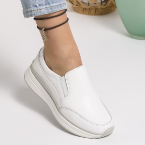 Pantofi Dama Piele Naturala Alb F001-681
