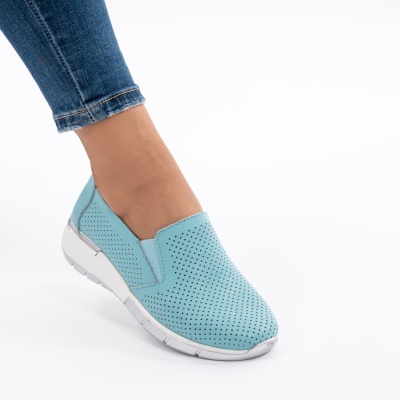 Pantofi Dama Piele Naturala Albastri Deschis 6212