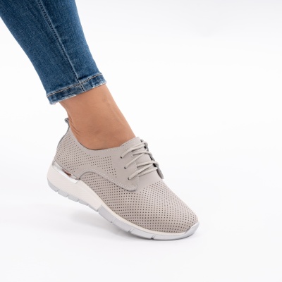 Pantofi Dama Piele Naturala Gri 6213