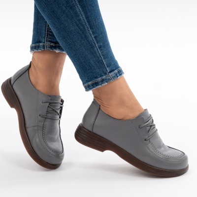 Pantofi Dama Piele Naturala Gri 8055