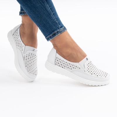 Pantofi Piele Naturala Alb Super Usor F2310