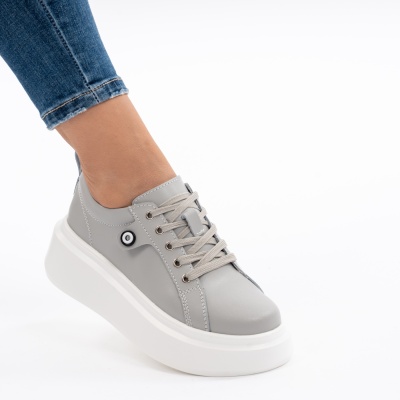 Pantofi Piele Naturala Gri 881