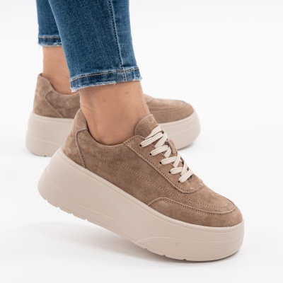 Pantofi Piele Naturala Kahki F005-033