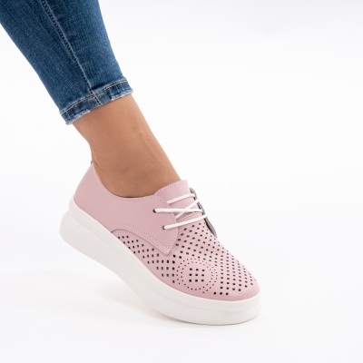 Pantofi Piele Naturala Roz 602