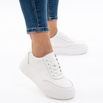 Pantofi Piele Naturala Talpa Comoda Alb F001-924