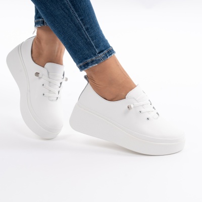 Pantofi Piele Naturala Talpa Comoda Alb F001-930