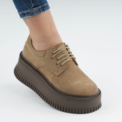 Pantofi Piele Naturala Talpa Comoda Bej AN29