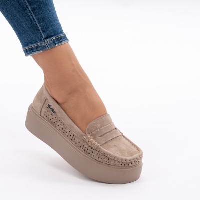 Pantofi Piele Naturala Talpa Comoda Khaki G10-A16