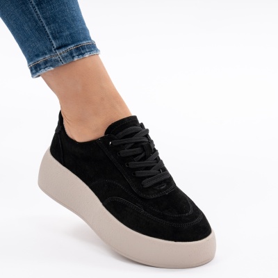 Pantofi Piele Naturala Talpa Comoda Negru AN12
