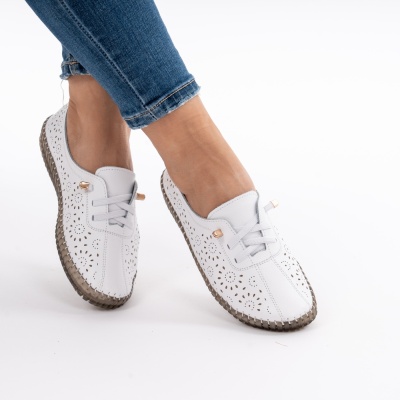 Pantofi Piele Naturala Talpa Flexibila AN222 Alb