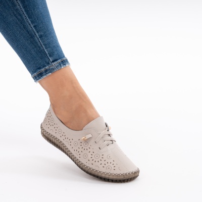 Pantofi Piele Naturala Talpa Flexibila AN222 Gri
