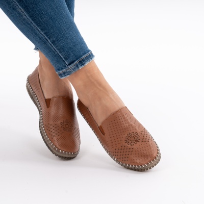 Pantofi Piele Naturala Talpa Flexibila AN223 Camel