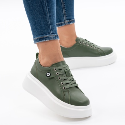 Pantofi Piele Naturala Verde Inchis 881