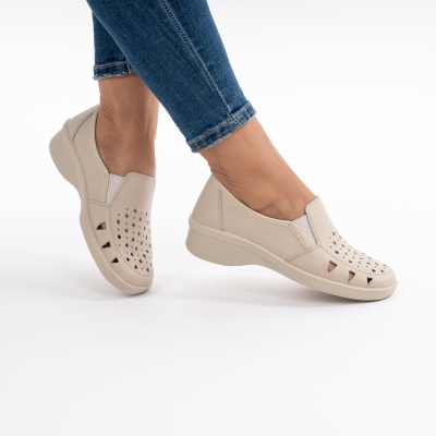 Pantofi Sport Piele Naturala 02-13 Bej