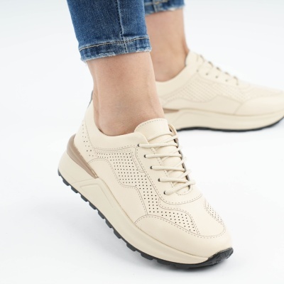 Pantofi Sport Piele Naturala Bej AN368
