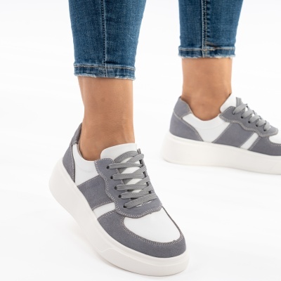 Pantofi Sport Piele Naturala Gri AN2310