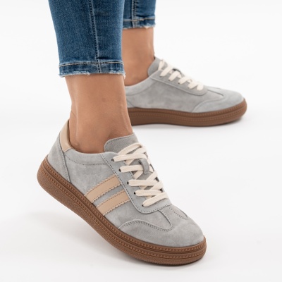 Pantofi Sport Piele Naturala Gri AN8790