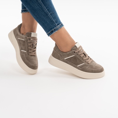 Pantofi Sport Piele Naturala Kahki R832