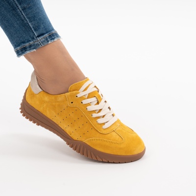 Pantofi Sport Piele Naturala Muștar AN25981