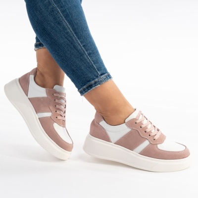 Pantofi Sport Piele Naturala Pink AN2310