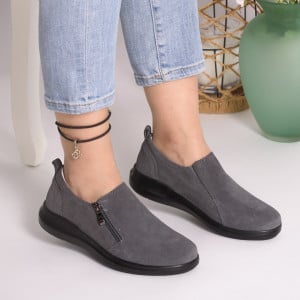 Pantofi Talpa Flexibila Piele Naturala Intoarsa T-3100 Gri