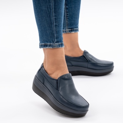 Pantofi Talpa Ortopedica Piele Naturala Albastru 1158