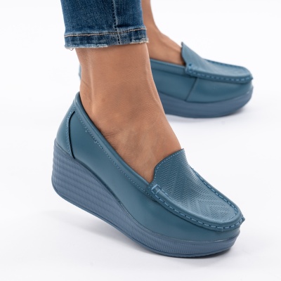 Pantofi Talpa Ortopedica Piele Naturala Albastru Deschis H17-89