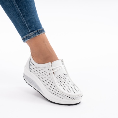 Pantofi Talpa Ortopedica Piele Naturala Albi A525