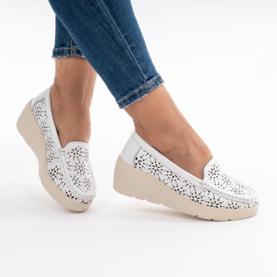 Pantofi Talpa Ortopedica Piele Naturala Albi AN3125