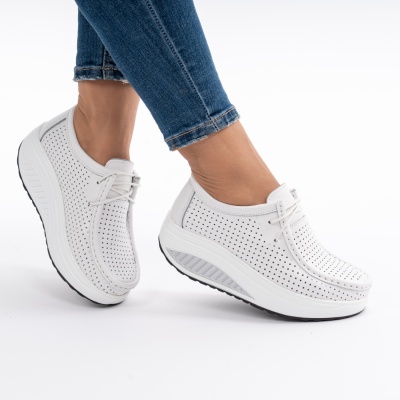 Pantofi Talpa Ortopedica Piele Naturala Albi MM264
