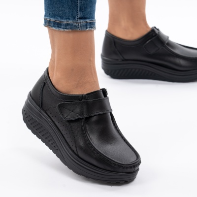 Pantofi Talpa Ortopedica Piele Naturala AN333 Negru