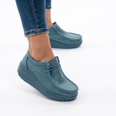 Pantofi Talpa Ortopedica Piele Naturala AN388 Blue