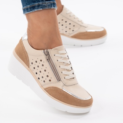 Pantofi Talpa Ortopedica Piele Naturala AN618-5 Bej