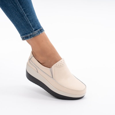 Pantofi Talpa Ortopedica Piele Naturala Bej 1158