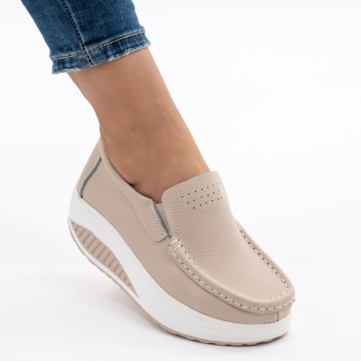 Pantofi Talpa Ortopedica Piele Naturala Bej MM210