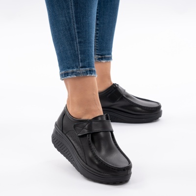 Pantofi Talpa Ortopedica Piele Naturala Black PL58