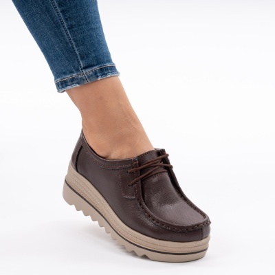 Pantofi Talpa Ortopedica Piele Naturala Maro 1-1151
